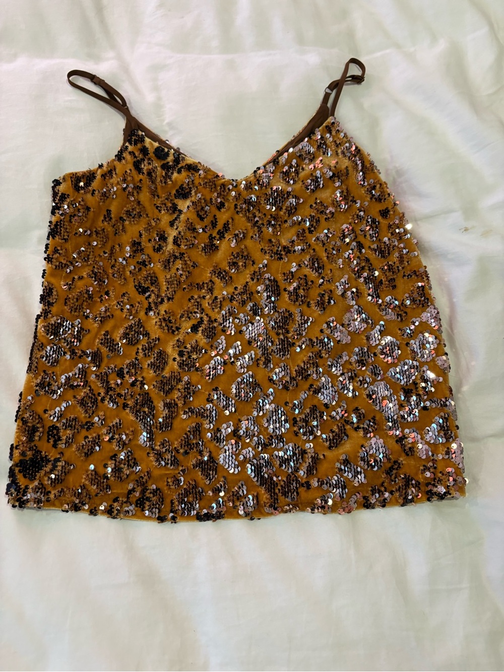 Sequin Cami Tank Top - Mustard